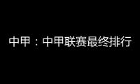 中甲�：中甲联赛最终排行榜 东亚夺冠 东进八喜降级